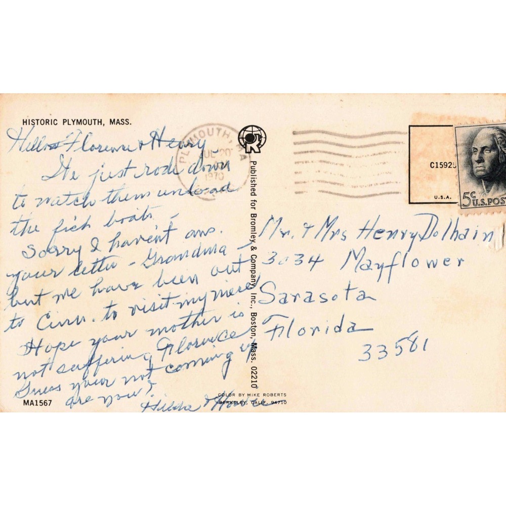 Vintage Plymouth Massachusetts Postcard Mayflower II Plymouth Rock Multi-View VG - Picture 2 of 2